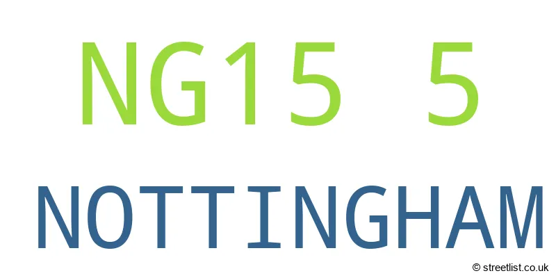 A word cloud for the NG15 5 postcode
